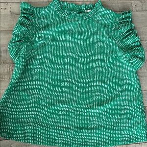 JODIFL Green Ruffle Sleeve Top